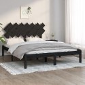 Rama łóżka, czarna, 140x190 cm, lite drewno