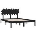 Rama łóżka, czarna, 140x190 cm, lite drewno