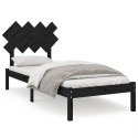 Rama łóżka, czarna, 90x190 cm, pojedyncza, lite drewno