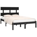 Rama łóżka, czarna, lite drewno, 120x190 cm,4FT, podwójna