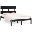 Rama łóżka, czarna, lite drewno, 135x190 cm,4FT6, podwójna