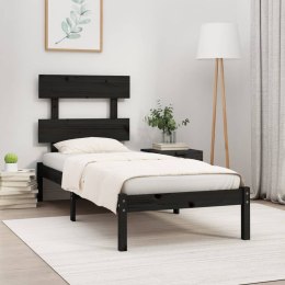 Rama łóżka, czarna, lite drewno, 90x190 cm,3FT6, pojedyncza