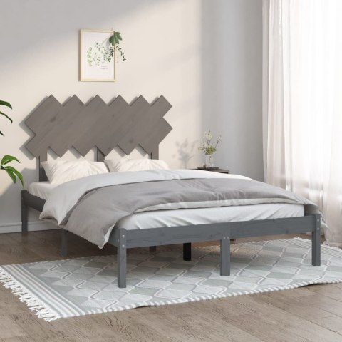 Rama łóżka, szara, 135x190 cm, podwójna, lite drewno
