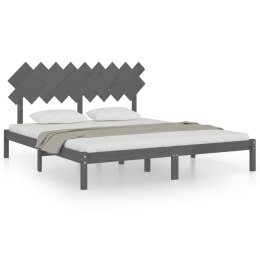 Rama łóżka, szara, 180x200 cm, Super King, lite drewno