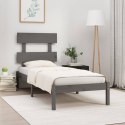 Rama łóżka, szara, lite drewno, 90x200 cm