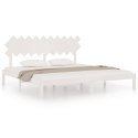 Rama łóżka, biała, 200x200 cm, lite drewno