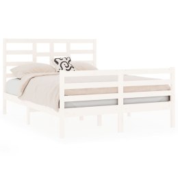 Rama łóżka, lite drewno, biała, 135x190 cm, podwójna