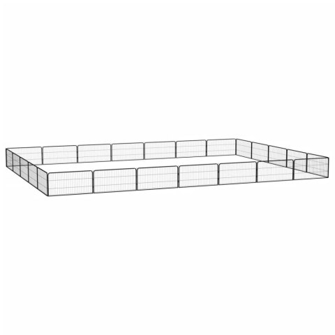 Kojec dla psa, 24 panele, czarny, 100x50 cm, stal