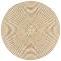 Dywanik ręcznie wykonany z juty, spiralny wzór, biały, 120 cm