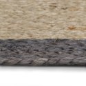 Ręcznie wykonany dywanik, juta, ciemnoszara krawędź, 120 cm