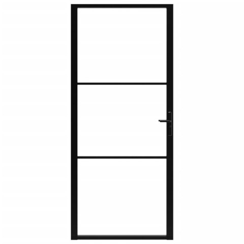 Drzwi wewnętrzne, szkło ESG i aluminium, 102,5x201,5 cm, czarne