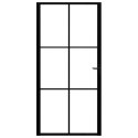 Drzwi wewnętrzne, szkło ESG i aluminium, 102,5x201,5 cm, czarne