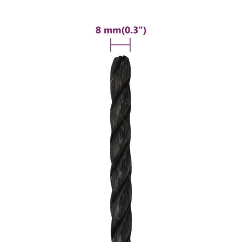 Linka robocza, czarna, 8 mm, 250 m, polipropylen Linka robocza, czarna, 8 mm, 250 m, polipropylen