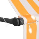 Ręcznie zwijana markiza z LED, 150 cm, biało-pomarańczowa