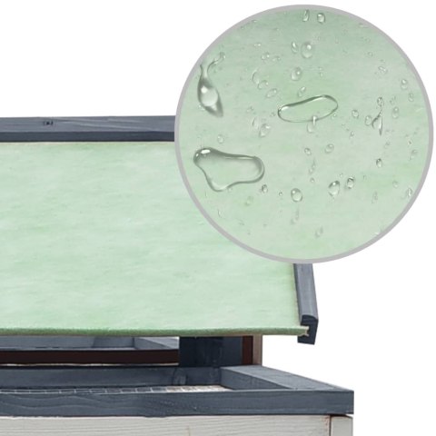 Klatka dla królika, szara, 303x60x86 cm, drewno sosny i jodły