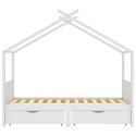 Łóżko dziecięce z szufladami, białe, lita sosna, 90x200 cm