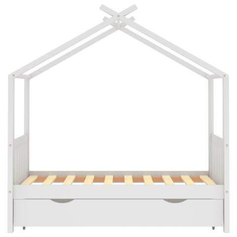 Rama łóżka dziecięcego z szufladą, biała, sosnowa, 80x160 cm