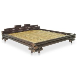 Rama łóżka, ciemnobrązowa, bambusowa, 160 x 200 cm