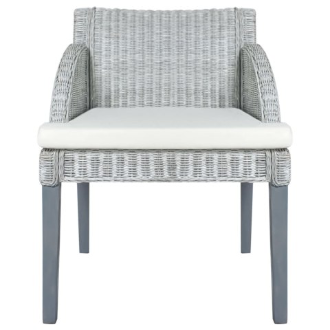 Krzesła stołowe z poduszkami, 2 szt., szare, naturalny rattan