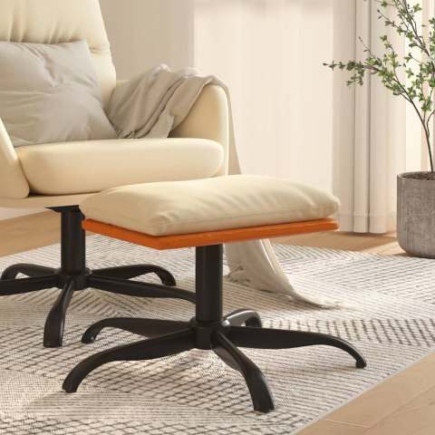 Podnóżek, kremowy, 60x60x39 cm, tkanina i sztuczna skóra