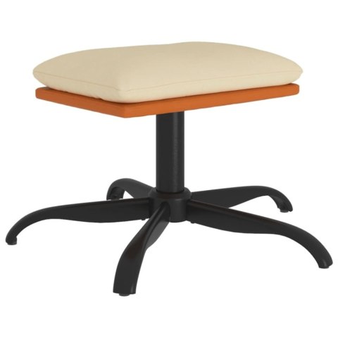 Podnóżek, kremowy, 60x60x39 cm, tkanina i sztuczna skóra