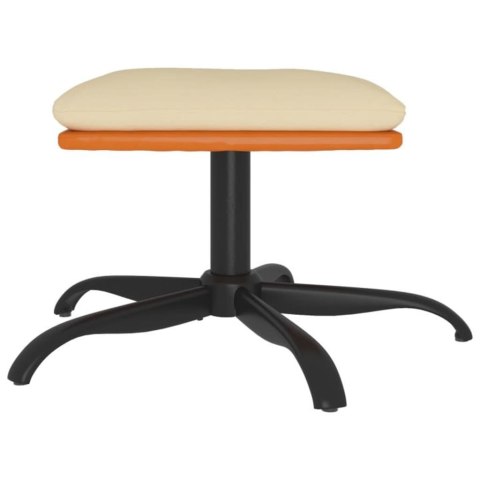 Podnóżek, kremowy, 60x60x39 cm, tkanina i sztuczna skóra