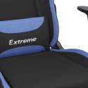 Fotel gamingowy z podnóżkiem, czarno-niebieski, tkanina