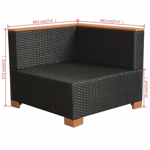 10-cz. zestaw mebli do ogrodu, poduszki, rattan PE, czarny 10-cz. zestaw mebli do ogrodu, poduszki, rattan PE, czarny