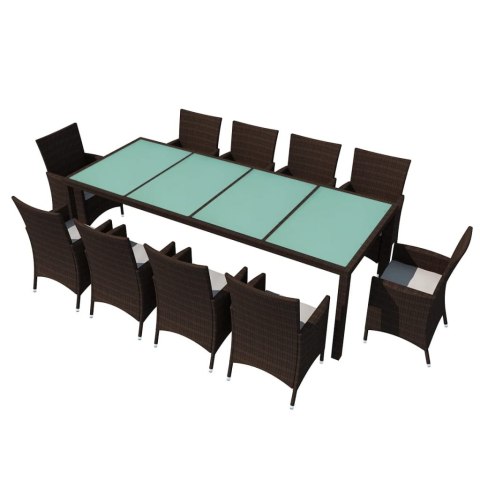 11-cz. zestaw mebli ogrodowych z poduszkami, rattan PE, brązowy 11-cz. zestaw mebli ogrodowych z poduszkami, rattan PE, brązowy