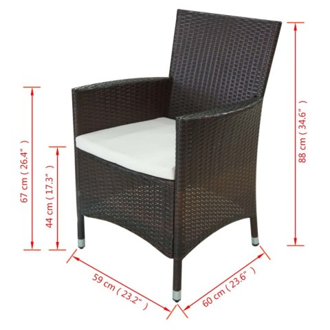 11-cz. zestaw mebli ogrodowych z poduszkami, rattan PE, brązowy 11-cz. zestaw mebli ogrodowych z poduszkami, rattan PE, brązowy