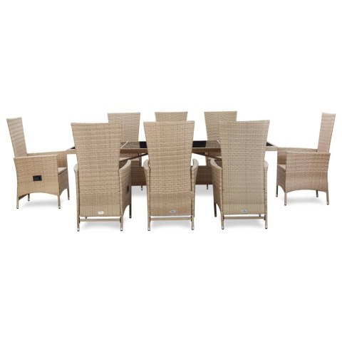 9-cz. zestaw mebli ogrodowych z poduszkami, rattan PE, beżowy 9-cz. zestaw mebli ogrodowych z poduszkami, rattan PE, beżowy