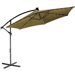 STILIST Parasol ogrodowy z rączką 3,5m, khaki + LED