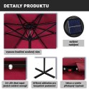 STILISTA Parasol ogrodowy z rączką 3 m, antracyt + LED