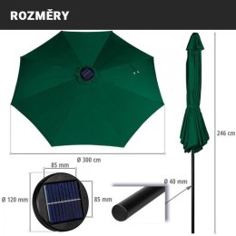 STILISTA Parasol składany z uchwytem 3m, khaki + LED