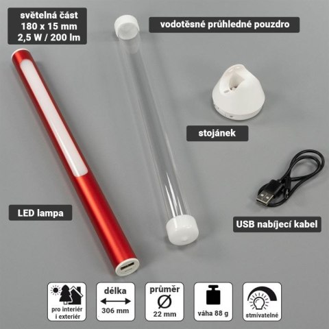 Garthen Lampa kempingowa LED Pole, wodoodporna, czerwona 30 Garthen Lampa kempingowa LED Pole, wodoodporna, czerwona 30