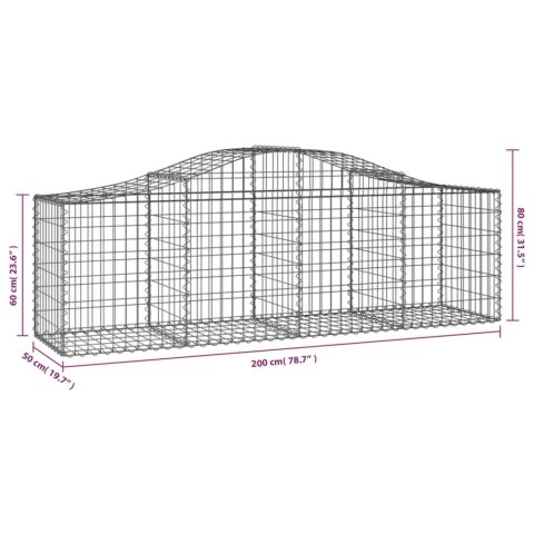 Kosze gabionowe, 15 szt, 200x50x60/80 cm, galwanizowane żelazo Kosze gabionowe, 15 szt, 200x50x60/80 cm, galwanizowane żelazo