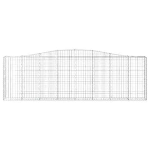 Kosze gabionowe, 7 szt, 400x30x120/140 cm, galwanizowane żelazo