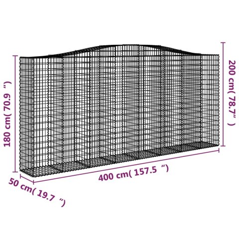 Kosze gabionowe, 4 szt, 400x50x180/200 cm, galwanizowane żelazo Kosze gabionowe, 4 szt, 400x50x180/200 cm, galwanizowane żelazo