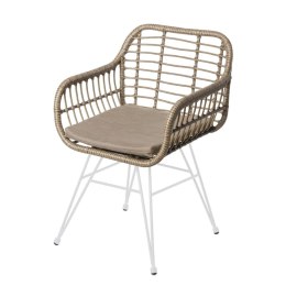 Záhradná stolička Ariki 57 x 62 x 80 cm rattan syntetyczny Stal Biały