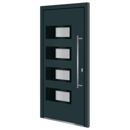 Drzwi wejściowe, antracytowe, 100x210 cm, aluminium i PVC