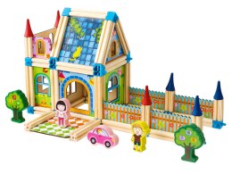 Drewniane klocki konstrukcyjne budowanie domek 6w1 ECOTOYS