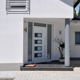 Drzwi wejściowe, białe, 100x200 cm, aluminium i PVC