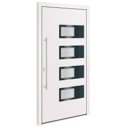 Drzwi wejściowe, białe, 110x210 cm, aluminium i PVC