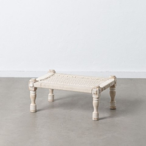 Taboret 67 x 46 x 27 cm Drewno Sznurek Biały