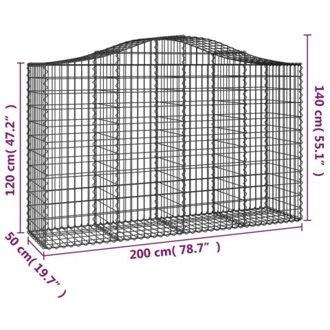 Kosze gabionowe, 10 szt, 200x50x120/140cm, galwanizowane żelazo Kosze gabionowe, 10 szt, 200x50x120/140cm, galwanizowane żelazo