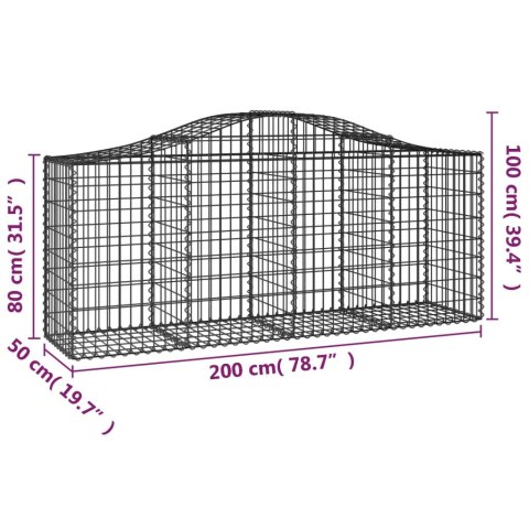 Kosze gabionowe, 11 szt, 200x50x80/100 cm, galwanizowane żelazo Kosze gabionowe, 11 szt, 200x50x80/100 cm, galwanizowane żelazo