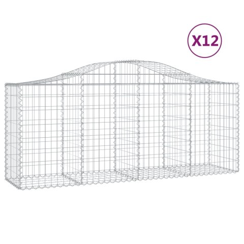 Kosze gabionowe, 12 szt, 200x50x80/100 cm, galwanizowane żelazo Kosze gabionowe, 12 szt, 200x50x80/100 cm, galwanizowane żelazo