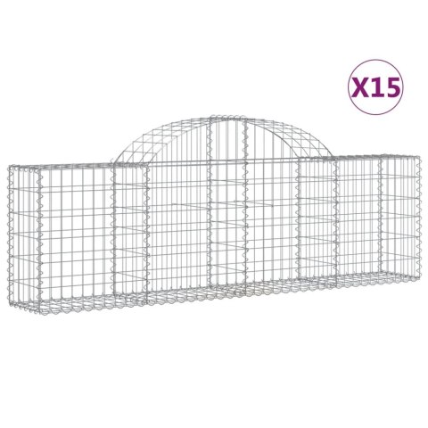 Kosze gabionowe, 15 szt, 200x30x60/80 cm, galwanizowane żelazo Kosze gabionowe, 15 szt, 200x30x60/80 cm, galwanizowane żelazo
