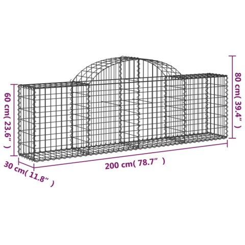 Kosze gabionowe, 15 szt, 200x30x60/80 cm, galwanizowane żelazo Kosze gabionowe, 15 szt, 200x30x60/80 cm, galwanizowane żelazo