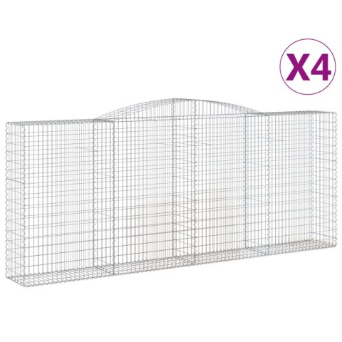 Kosze gabionowe, 4 szt, 400x50x160/180 cm, galwanizowane żelazo Kosze gabionowe, 4 szt, 400x50x160/180 cm, galwanizowane żelazo